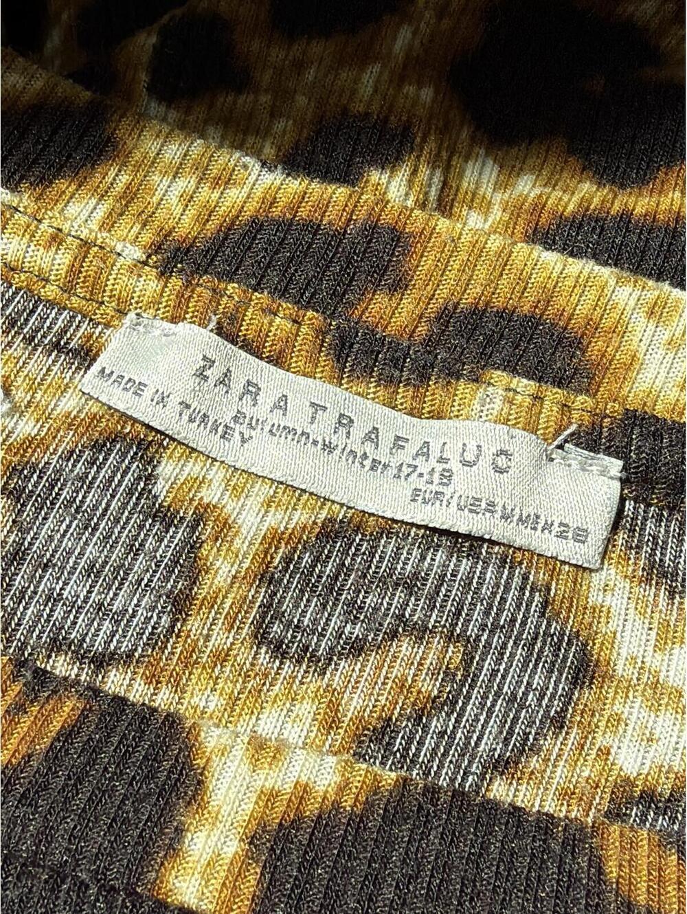 ZARA Leopard Print Crop Top Stretch Tee Y2K Club Kid - Picture 5 of 5